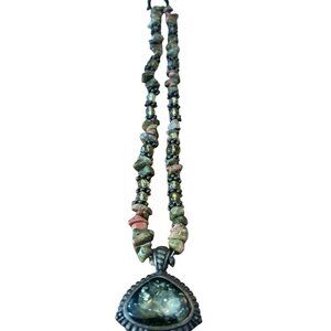 Stunning chunky Unakite Jasper necklace with pendant